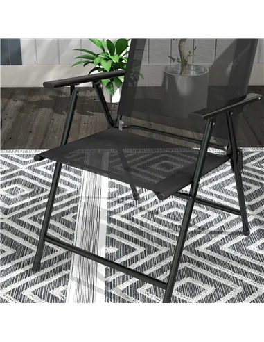 Outsunny Three-Piece Garden Seat Set, with Glass-Top Table - Black