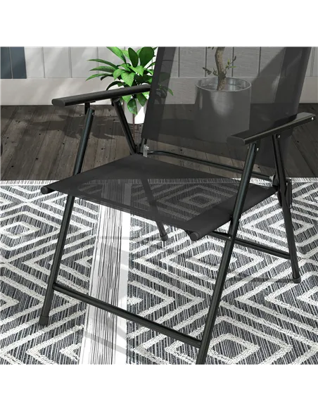 Outsunny Three-Piece Garden Seat Set, with Glass-Top Table - Black