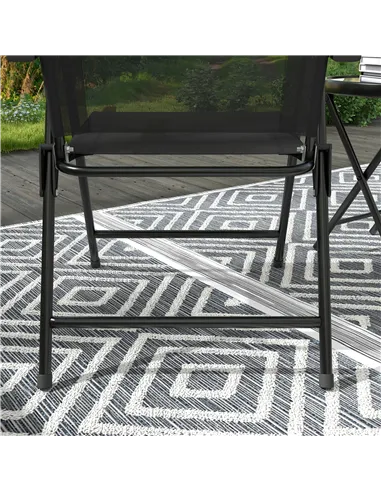 Outsunny Three-Piece Garden Seat Set, with Glass-Top Table - Black