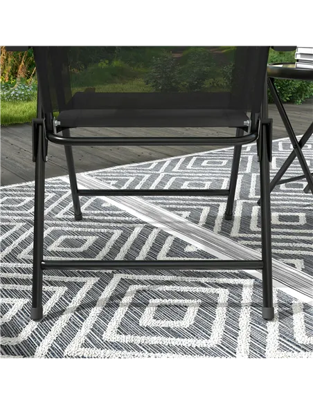 Outsunny Three-Piece Garden Seat Set, with Glass-Top Table - Black