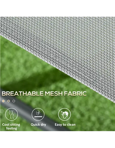 Outsunny Three-Piece Garden Seat Set, with Glass-Top Table - Light Grey