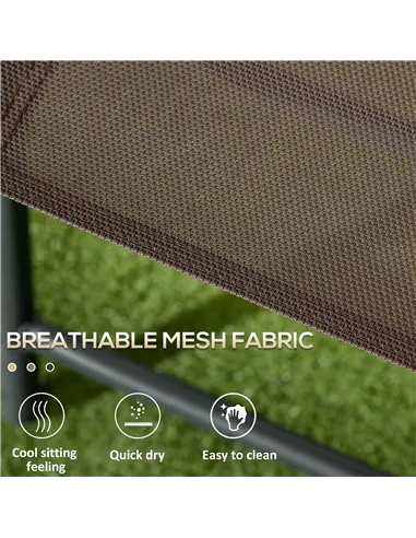 Outsunny Three-Piece Garden Seat Set, with Glass-Top Table - Brown