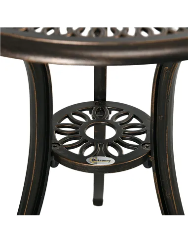 Outsunny 3 Piece Garden Bistro Set Aluminium Outdoor Furniture Set for 2 Patio Chairs and Table with Umbrella Hole Bronze Tone