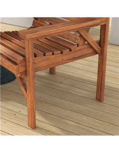 Outsunny Wooden Garden Love Seat w/ Coffee Table Umbrella Hole, Tan Brown