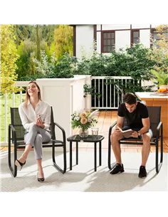 Outsunny Three-Piece Garden Seating Set - Black 2