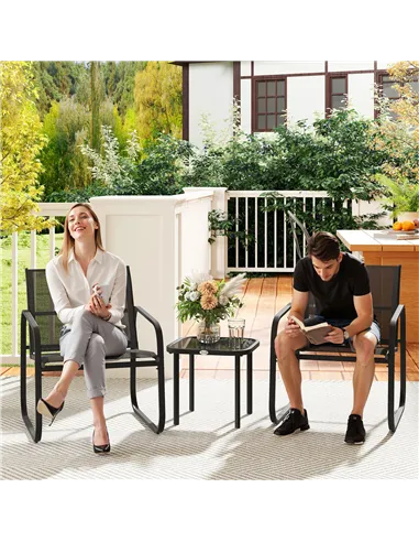 Outsunny Three-Piece Garden Seating Set - Black