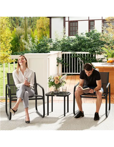 Outsunny Three-Piece Garden Seating Set - Black