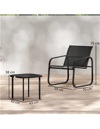 Outsunny Three-Piece Garden Seating Set - Black