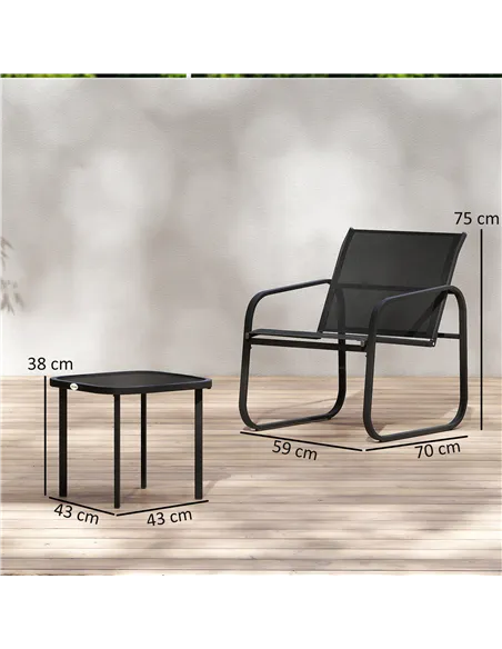 Outsunny Three-Piece Garden Seating Set - Black