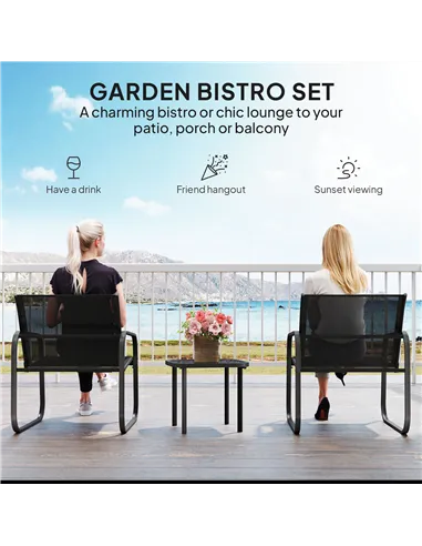 Outsunny Three-Piece Garden Seating Set - Black