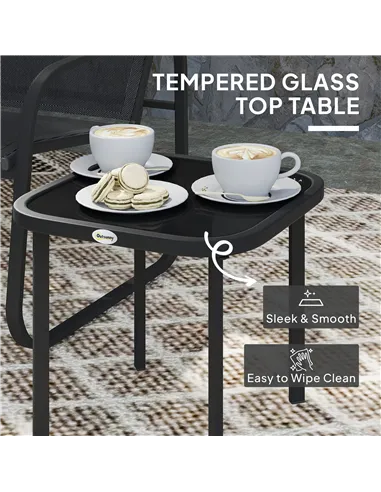 Outsunny Three-Piece Garden Seating Set - Black