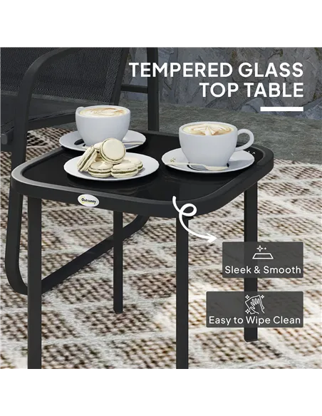 Outsunny Three-Piece Garden Seating Set - Black