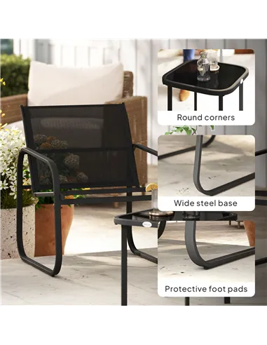Outsunny Three-Piece Garden Seating Set - Black