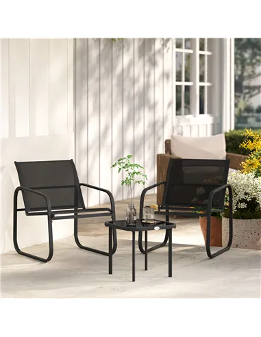 Outsunny Three-Piece Garden Seating Set - Black