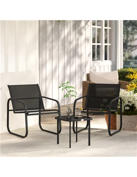 Outsunny Three-Piece Garden Seating Set - Black