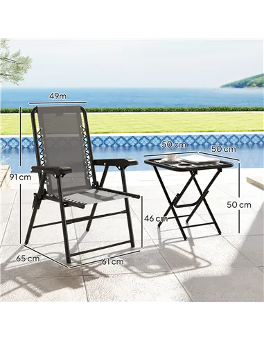 Outsunny Three-Piece Garden Table and Chair Set - Dark Grey