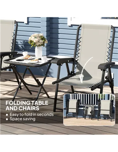 Outsunny Three-Piece Garden Table and Chair Set - Dark Grey