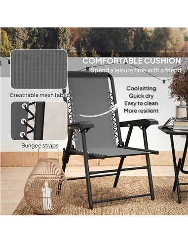 Outsunny Three-Piece Garden Table and Chair Set - Dark Grey
