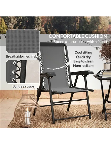 Outsunny Three-Piece Garden Table and Chair Set - Dark Grey