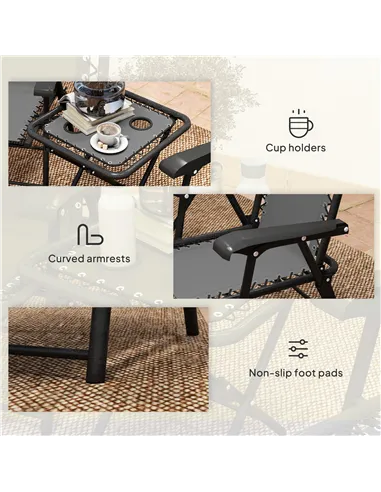 Outsunny Three-Piece Garden Table and Chair Set - Dark Grey