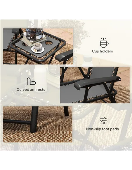 Outsunny Three-Piece Garden Table and Chair Set - Dark Grey