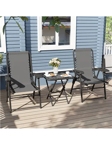 Outsunny Three-Piece Garden Table and Chair Set - Dark Grey