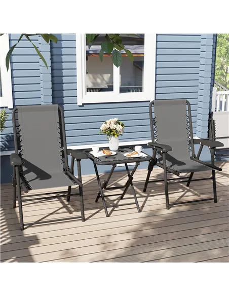 Outsunny Three-Piece Garden Table and Chair Set - Dark Grey