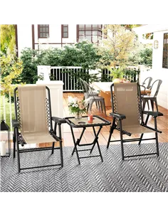 Outsunny Three-Piece Garden Table and Chair Set - Khaki 2