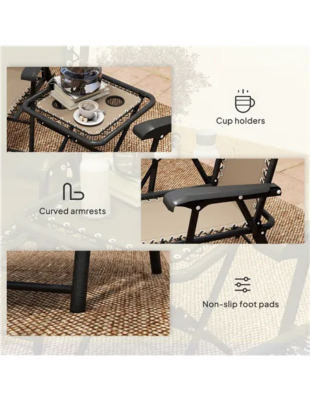 Outsunny Three-Piece Garden Table and Chair Set - Khaki