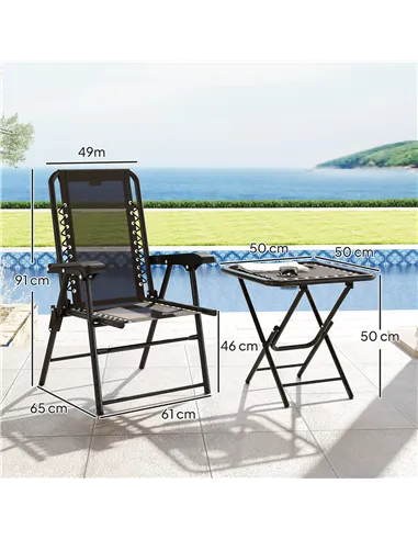 Outsunny Three-Piece Garden Table and Chair Set - Black