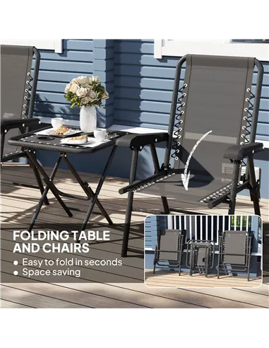 Outsunny Three-Piece Garden Table and Chair Set - Black
