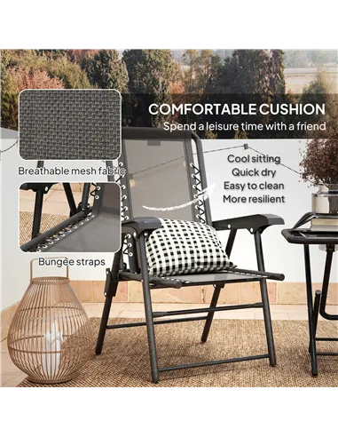 Outsunny Three-Piece Garden Table and Chair Set - Black