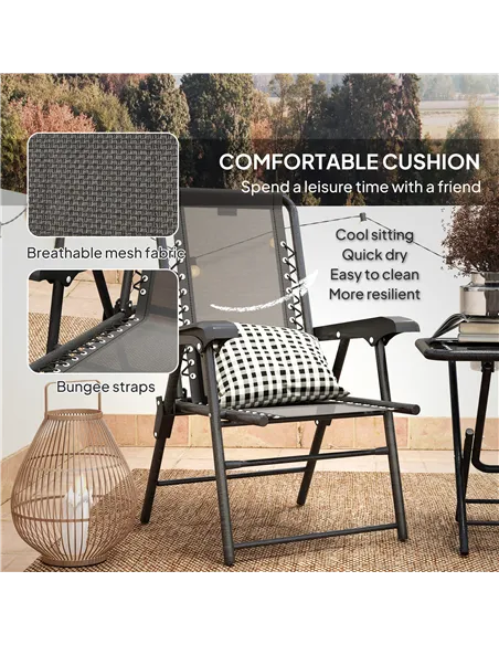 Outsunny Three-Piece Garden Table and Chair Set - Black