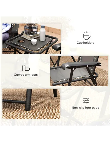 Outsunny Three-Piece Garden Table and Chair Set - Black