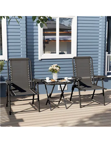 Outsunny Three-Piece Garden Table and Chair Set - Black