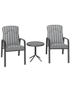 Outsunny Three-Piece Reclining Chair Set - Grey