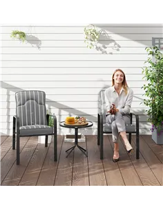 Outsunny Three-Piece Reclining Chair Set - Grey 2