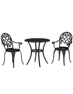 Outsunny Three-Piece Elegant Aluminium Garden Set - Black