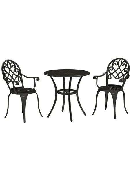 Outsunny Three-Piece Elegant Aluminium Garden Set - Black