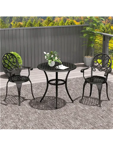 Outsunny Three-Piece Elegant Aluminium Garden Set - Black