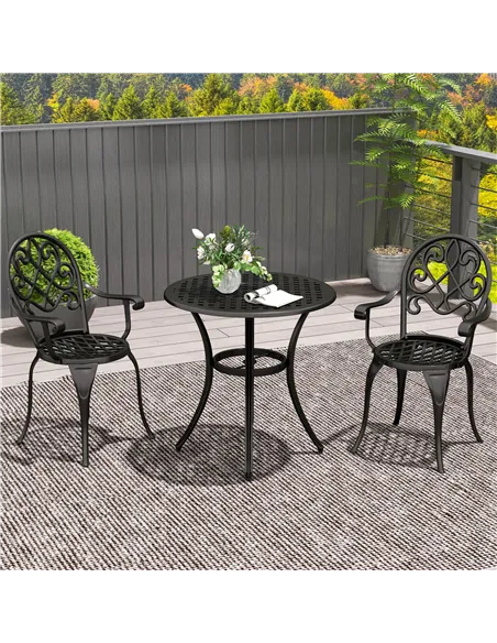 Outsunny Three-Piece Elegant Aluminium Garden Set - Black