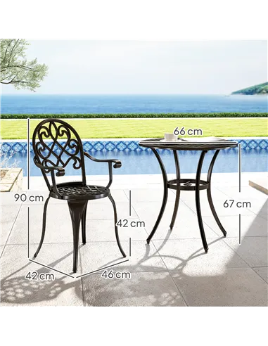 Outsunny Three-Piece Elegant Aluminium Garden Set - Black