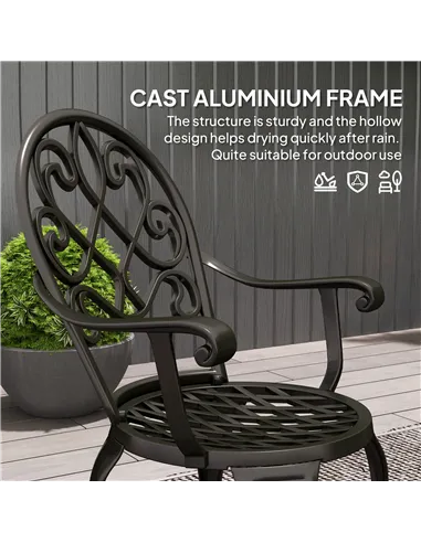 Outsunny Three-Piece Elegant Aluminium Garden Set - Black