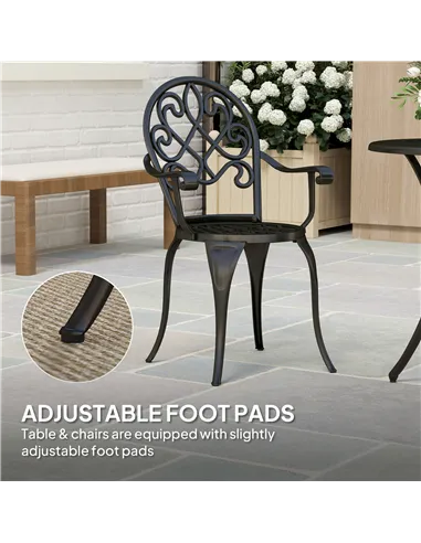 Outsunny Three-Piece Elegant Aluminium Garden Set - Black
