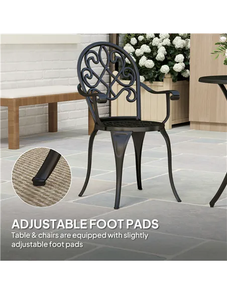 Outsunny Three-Piece Elegant Aluminium Garden Set - Black