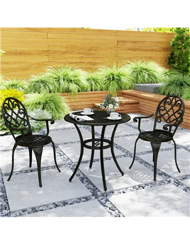 Outsunny Three-Piece Elegant Aluminium Garden Set - Black