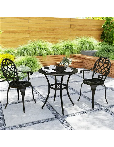 Outsunny Three-Piece Elegant Aluminium Garden Set - Black