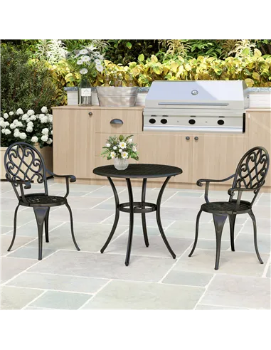 Outsunny Three-Piece Elegant Aluminium Garden Set - Black