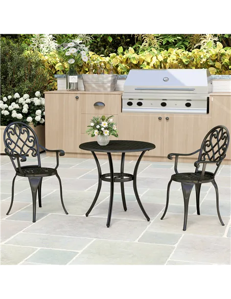 Outsunny Three-Piece Elegant Aluminium Garden Set - Black