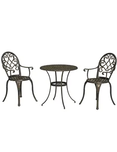 Outsunny Three-Piece Elegant Aluminium Garden Set - Bronze Tone
